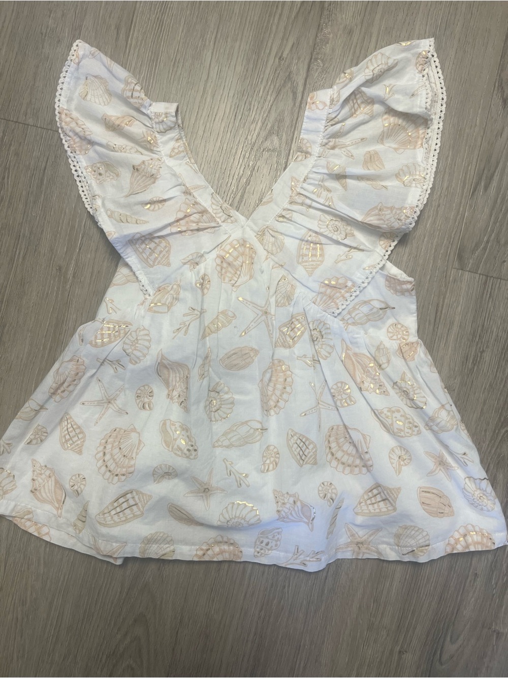 Sigrid Olsen White Shell-Print Ruffle Dress